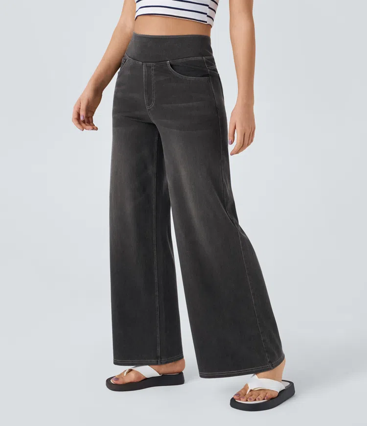 SOLÈNE™ - Jean à jambe large coupe décontractée