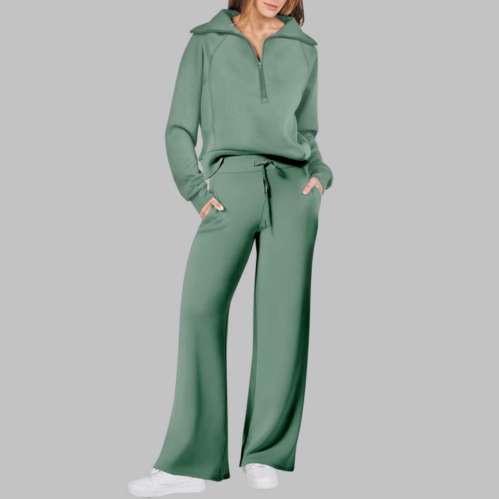 UDAY™ - Ensemble sweat-shirt confortable à demi-zip et pantalon large