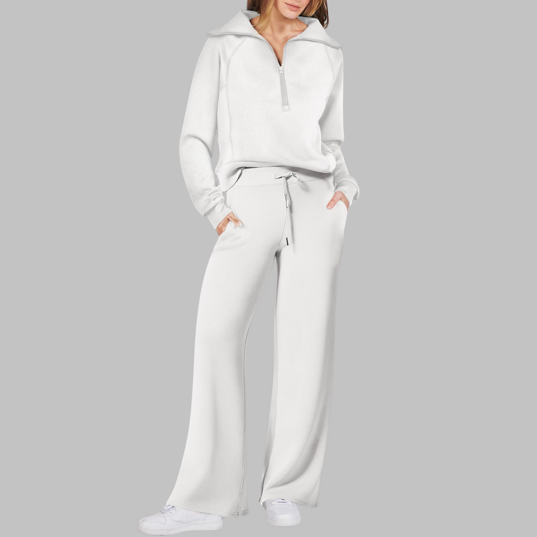 UDAY™ - Ensemble sweat-shirt confortable à demi-zip et pantalon large