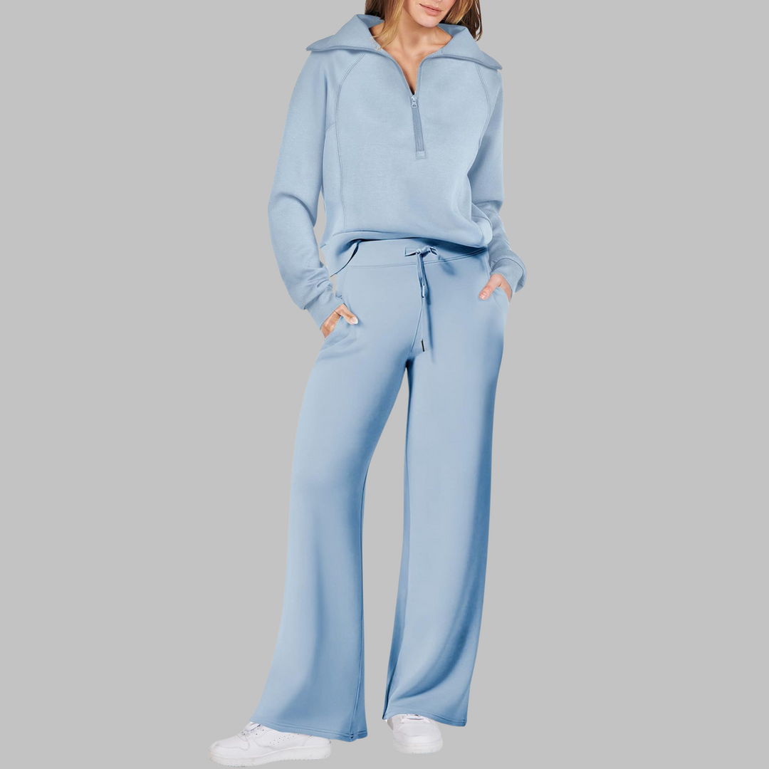 UDAY™ - Ensemble sweat-shirt confortable à demi-zip et pantalon large