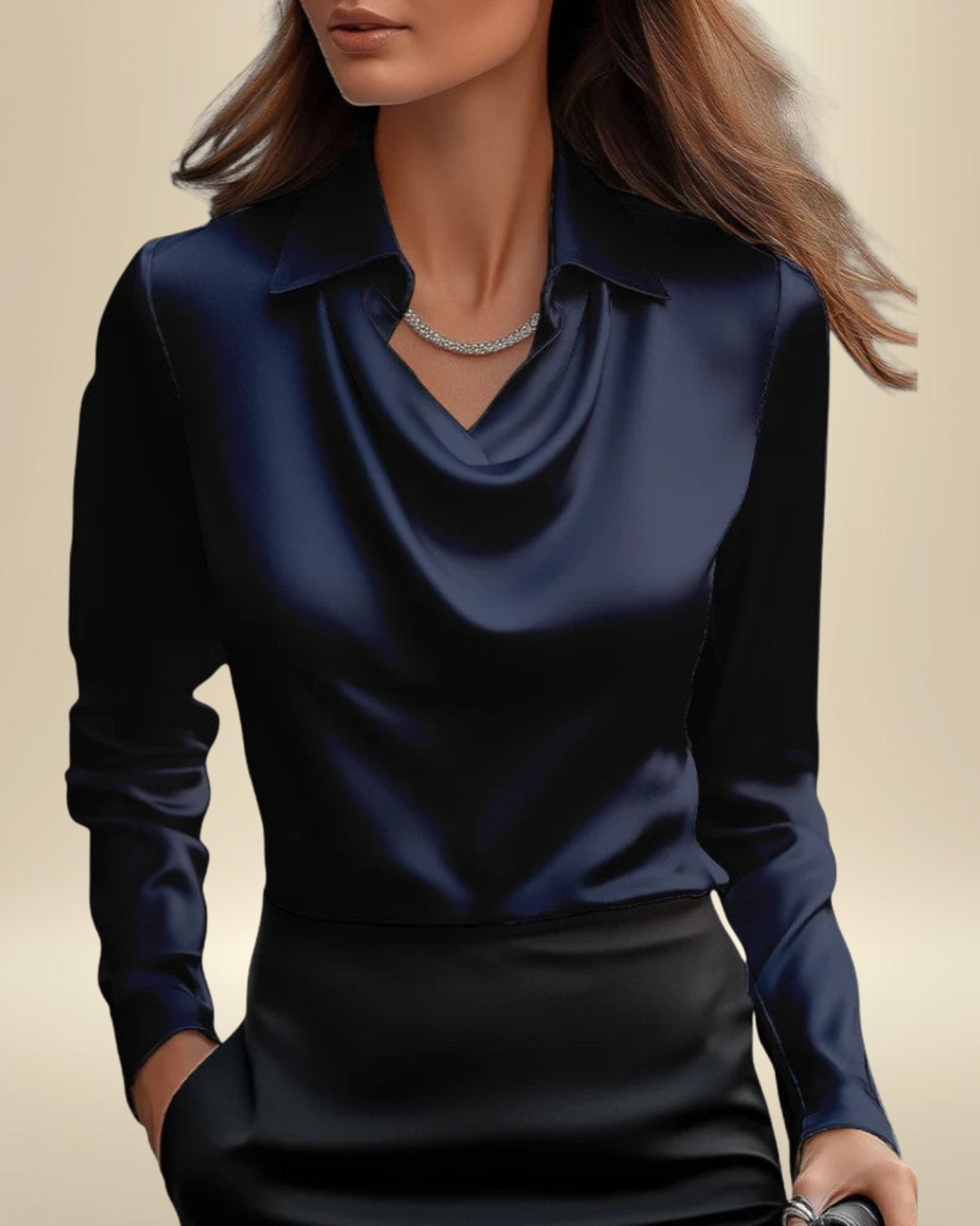 Rosalie | Long Sleeve Satin Blouse