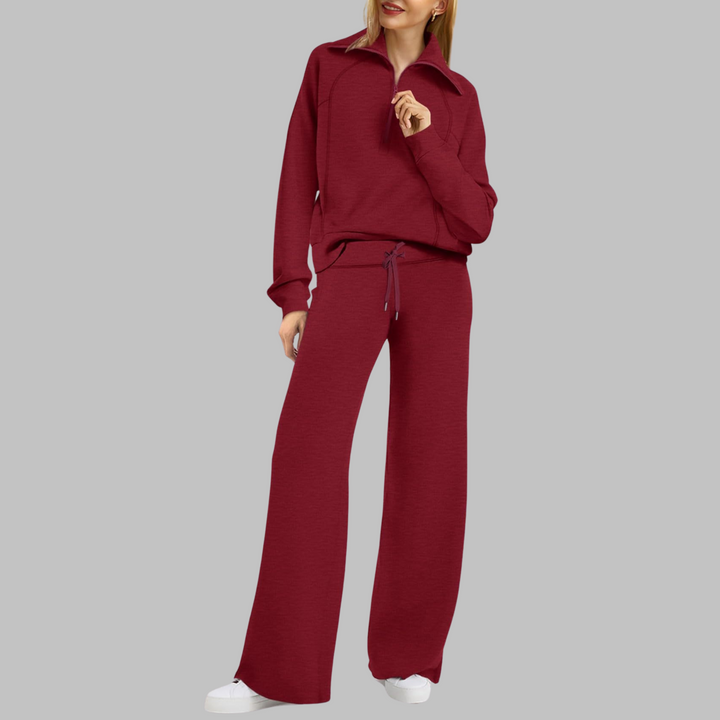 UDAY™ - Ensemble sweat-shirt confortable à demi-zip et pantalon large