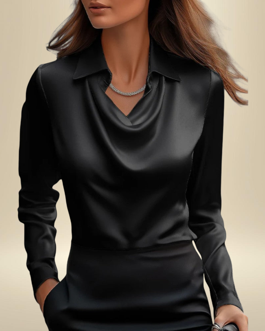 Rosalie | Long Sleeve Satin Blouse