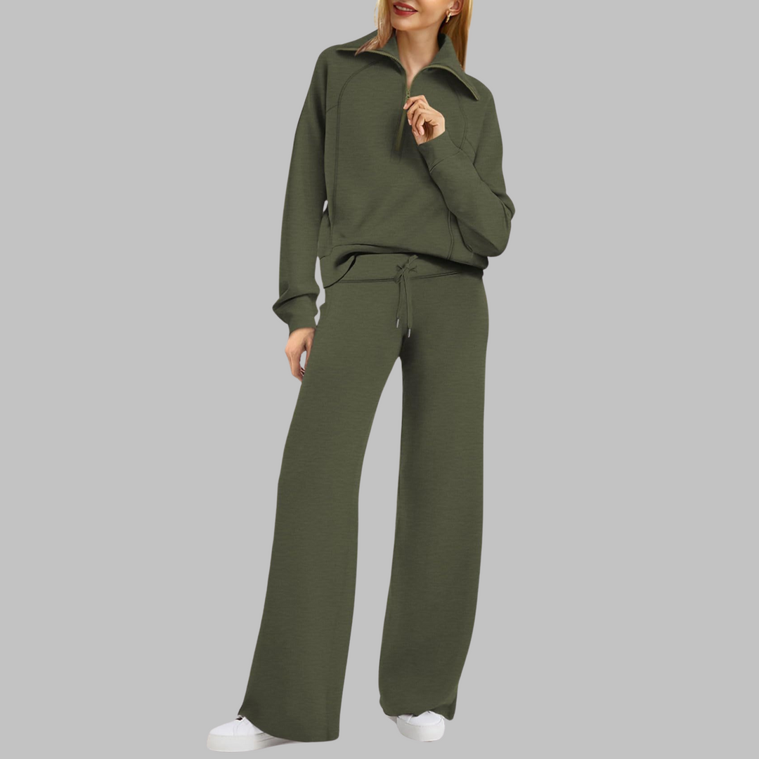 UDAY™ - Ensemble sweat-shirt confortable à demi-zip et pantalon large