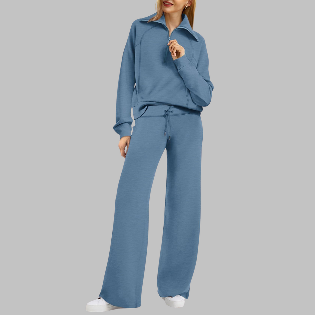 UDAY™ - Ensemble sweat-shirt confortable à demi-zip et pantalon large