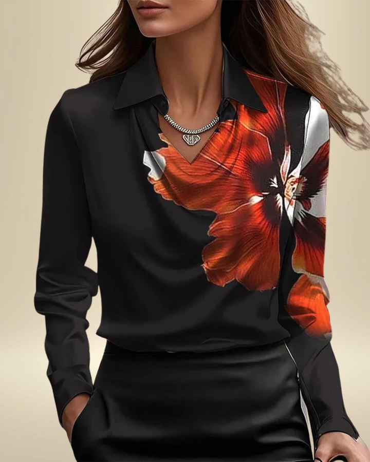 Rosalie | Long Sleeve Satin Blouse