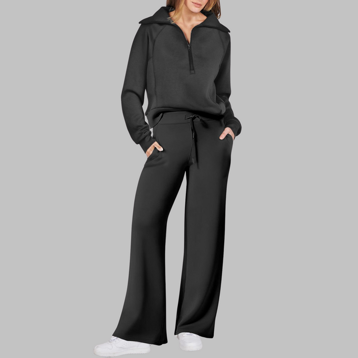 UDAY™ - Ensemble sweat-shirt confortable à demi-zip et pantalon large