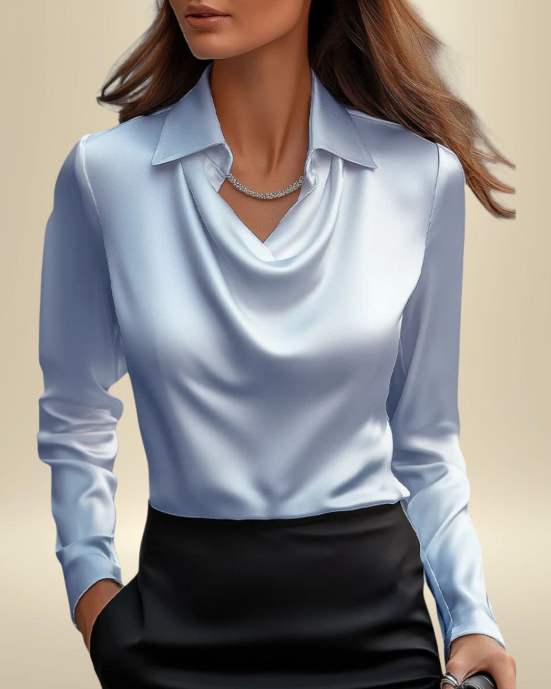 Rosalie | Long Sleeve Satin Blouse