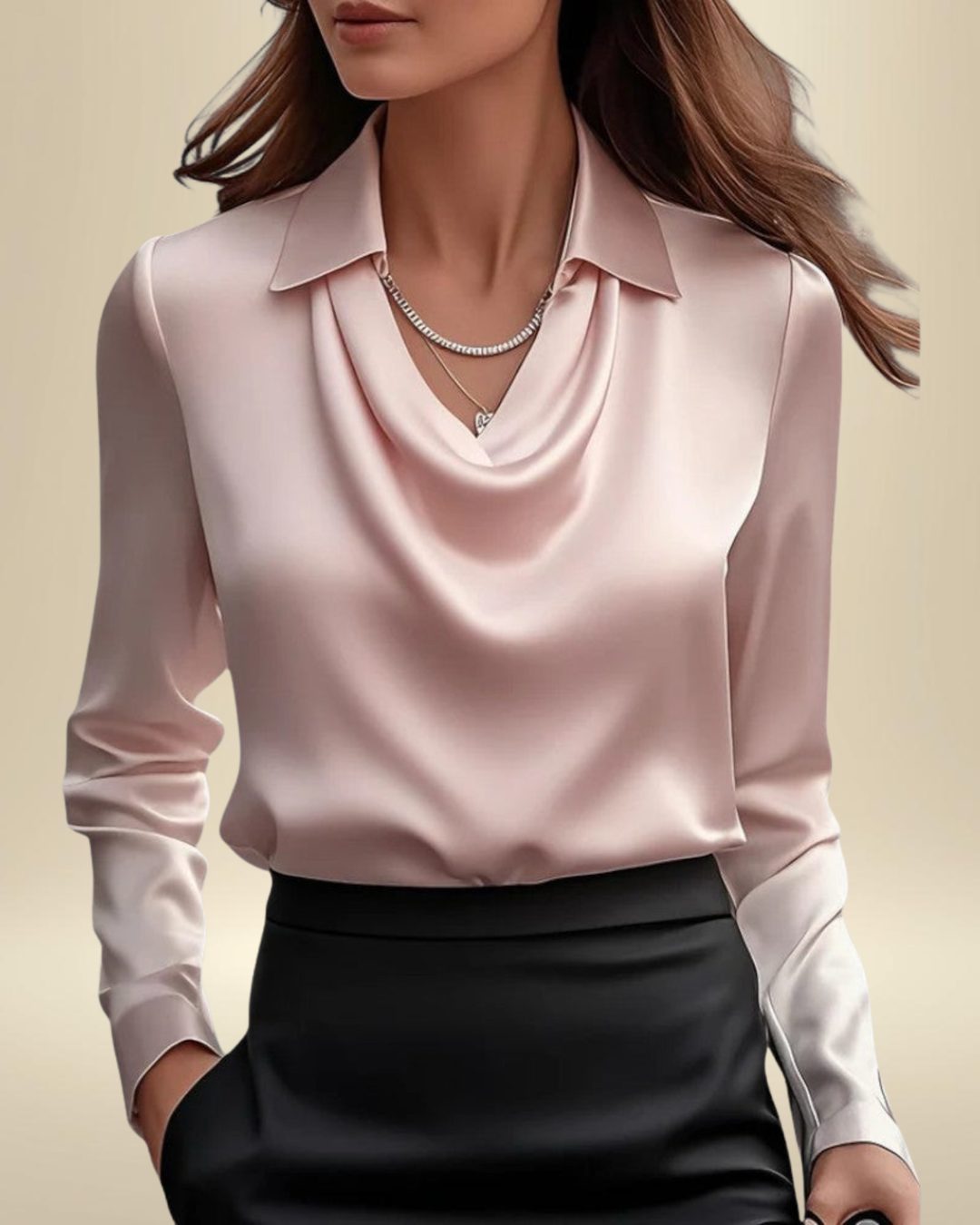 Rosalie | Long Sleeve Satin Blouse