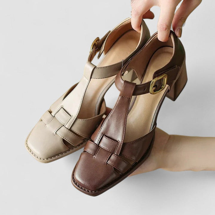 Elyxiana | Escarpins confortables à bride en T et talons carrés
