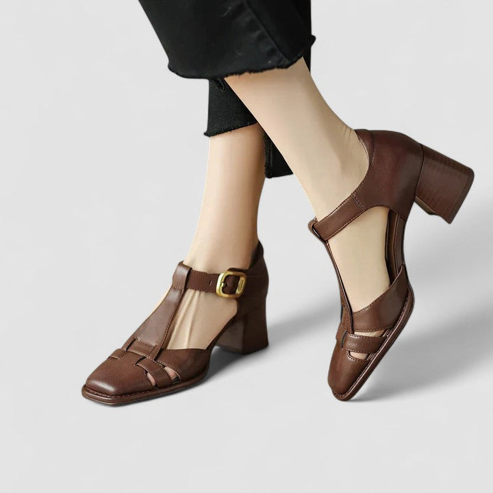 Elyxiana | Escarpins confortables à bride en T et talons carrés