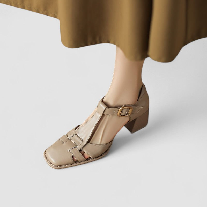 Elyxiana | Escarpins confortables à bride en T et talons carrés