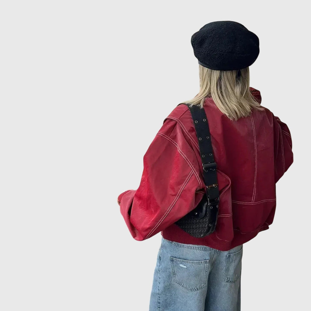 Faye™ - Veste en cuir oversize