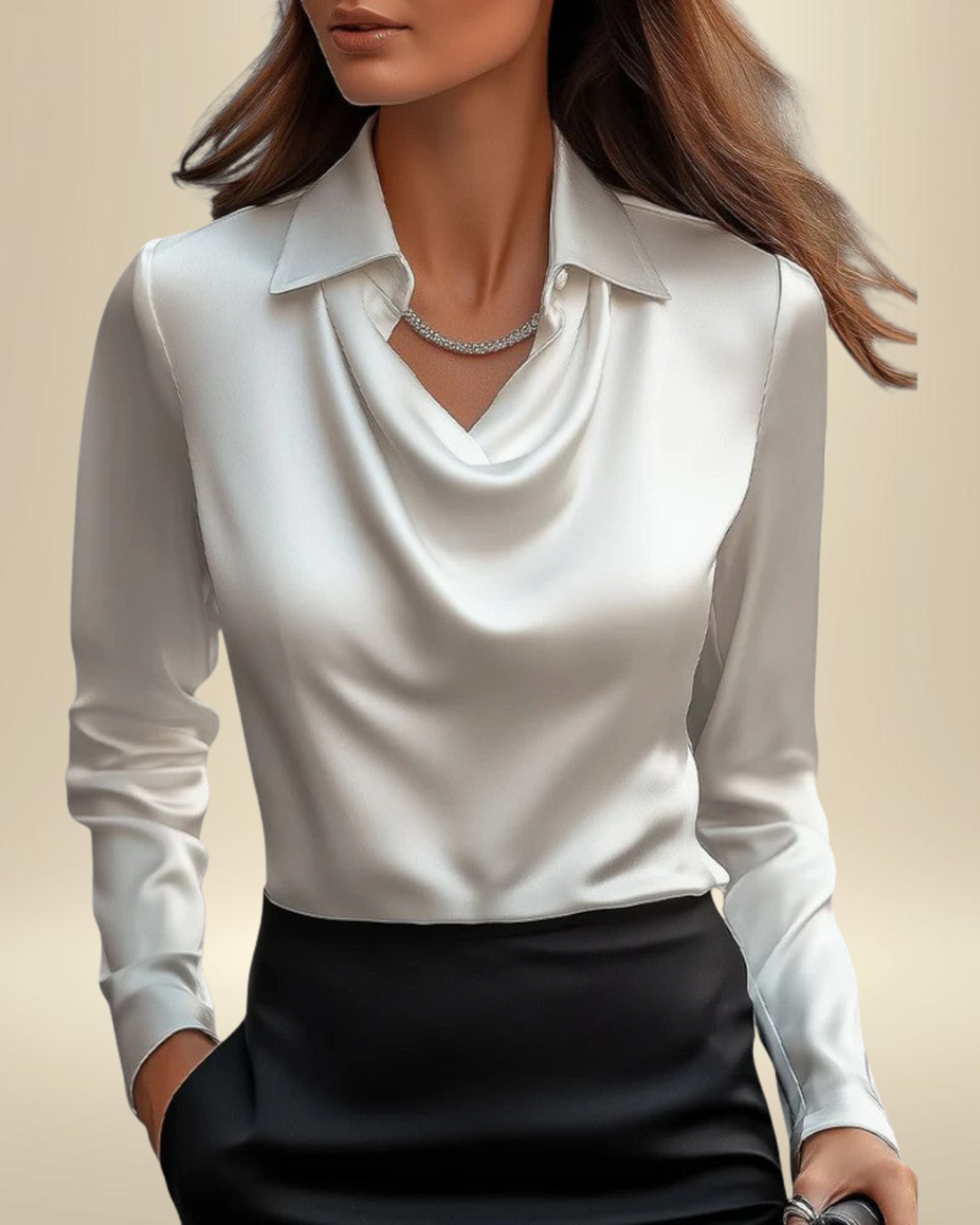 Rosalie | Long Sleeve Satin Blouse