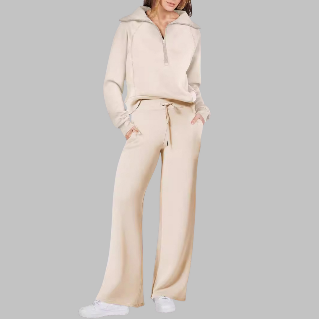 UDAY™ - Ensemble sweat-shirt confortable à demi-zip et pantalon large