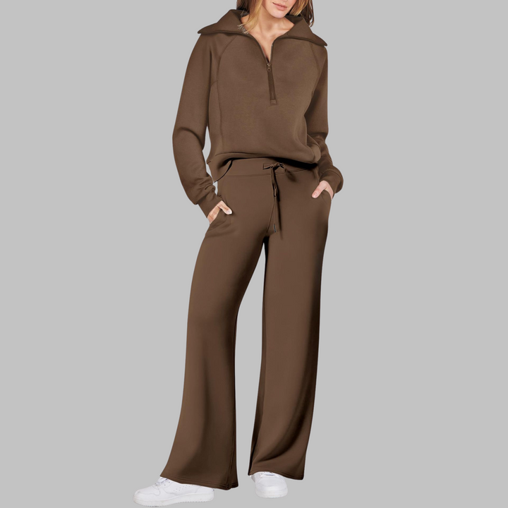 UDAY™ - Ensemble sweat-shirt confortable à demi-zip et pantalon large