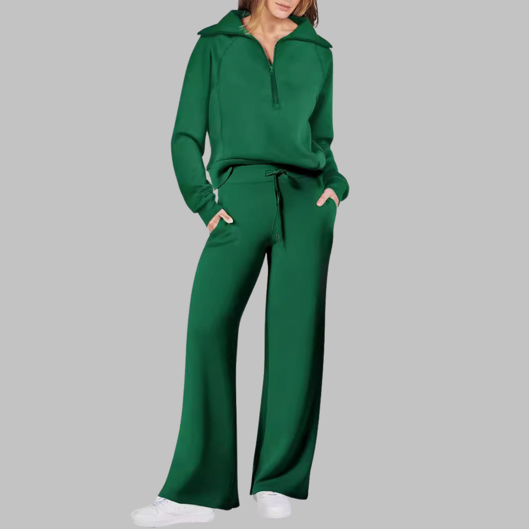UDAY™ - Ensemble sweat-shirt confortable à demi-zip et pantalon large
