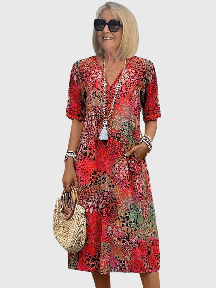 Bella | Robe midi élégante à fleurs