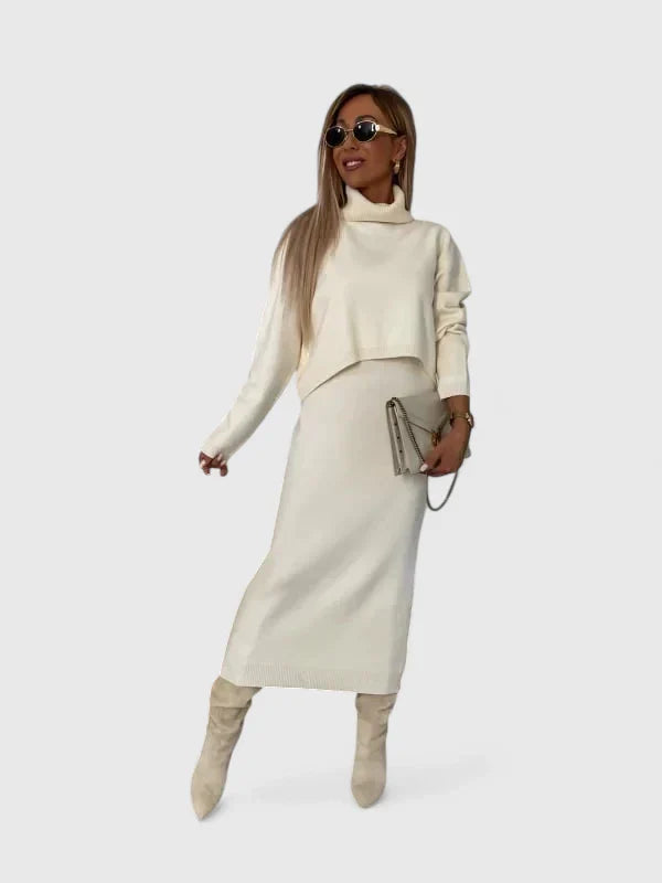 Chrystahl | Ensemble robe élégante et pull à col roulé