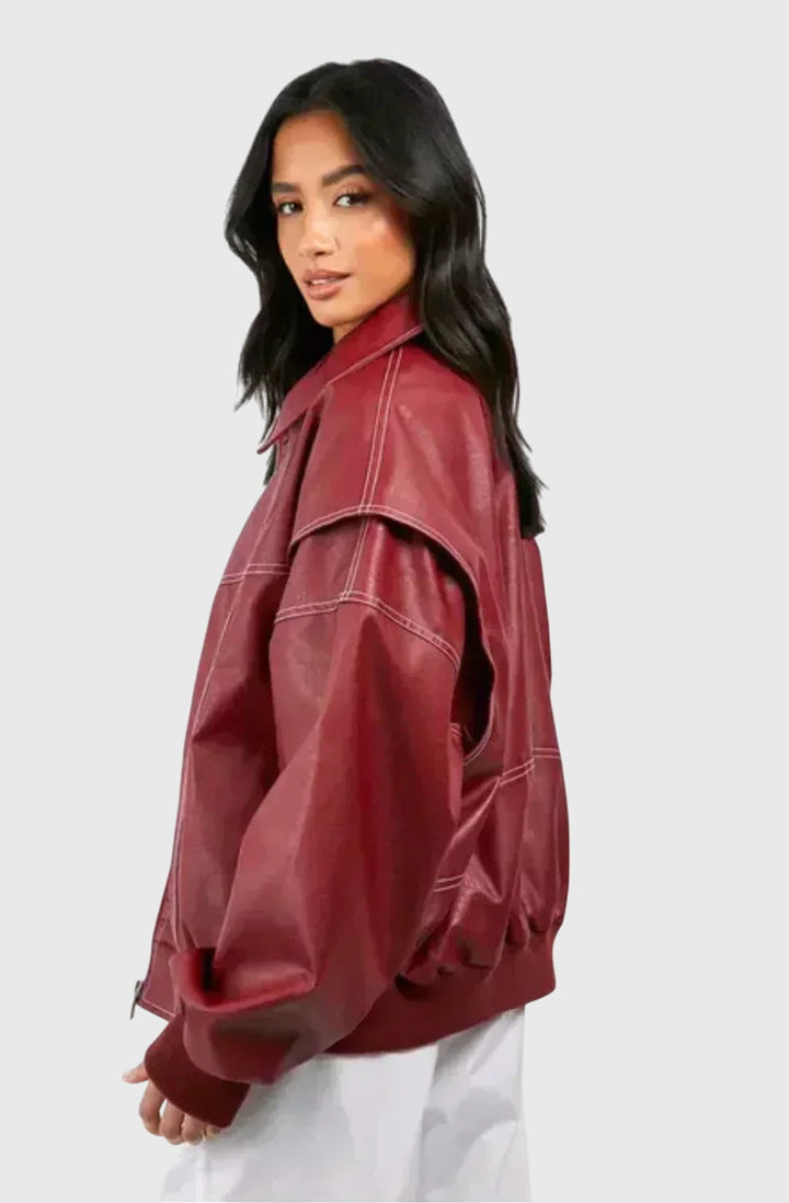 Faye™ - Veste en cuir oversize