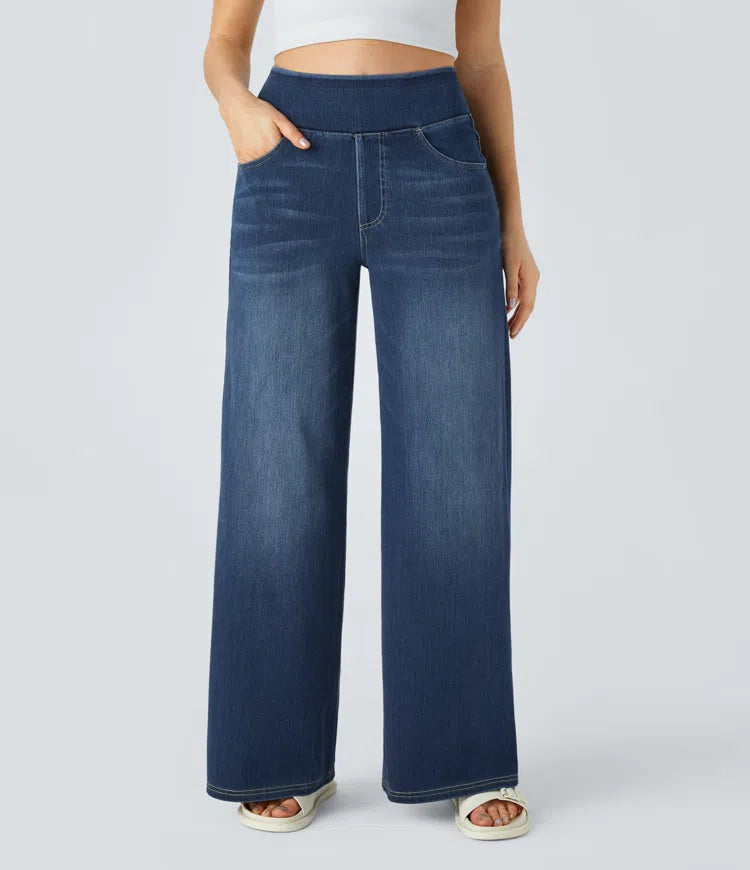 SOLÈNE™ - Jean à jambe large coupe décontractée