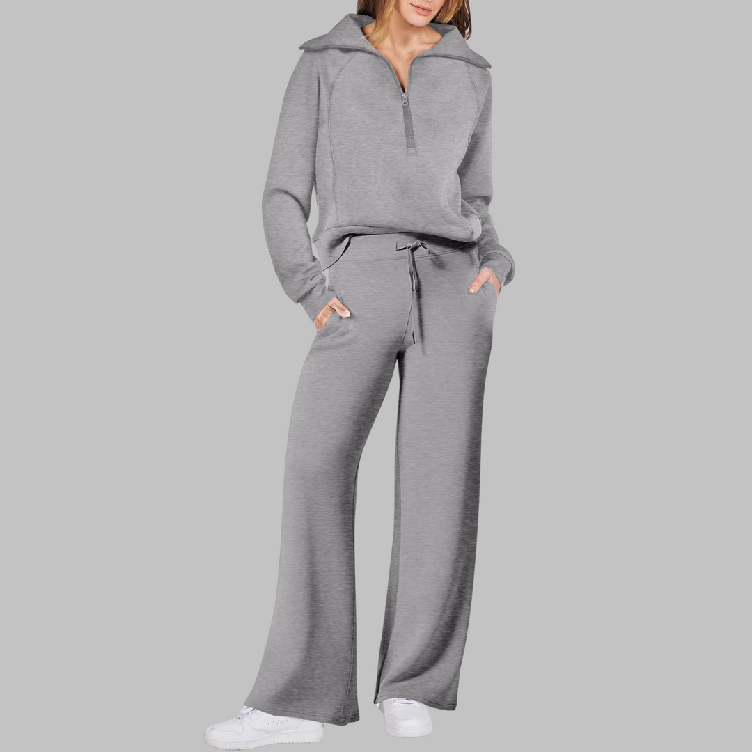 UDAY™ - Ensemble sweat-shirt confortable à demi-zip et pantalon large