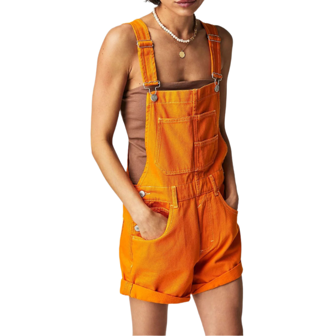 REMITA™ - Short salopette en jean vintage ajustable