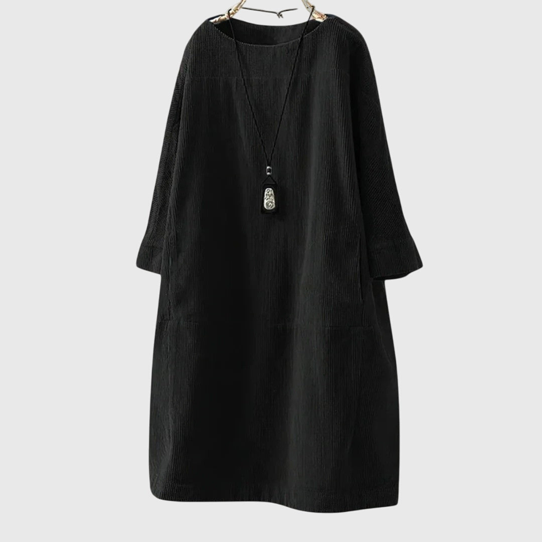 Grace | Robe midi décontractée en velours côtelé