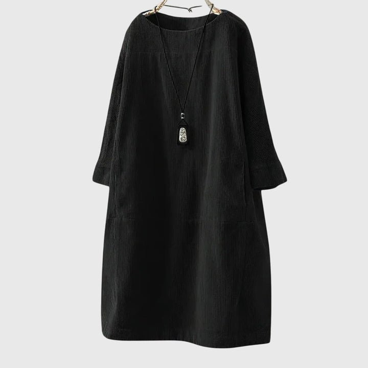 Grace | Robe midi décontractée en velours côtelé