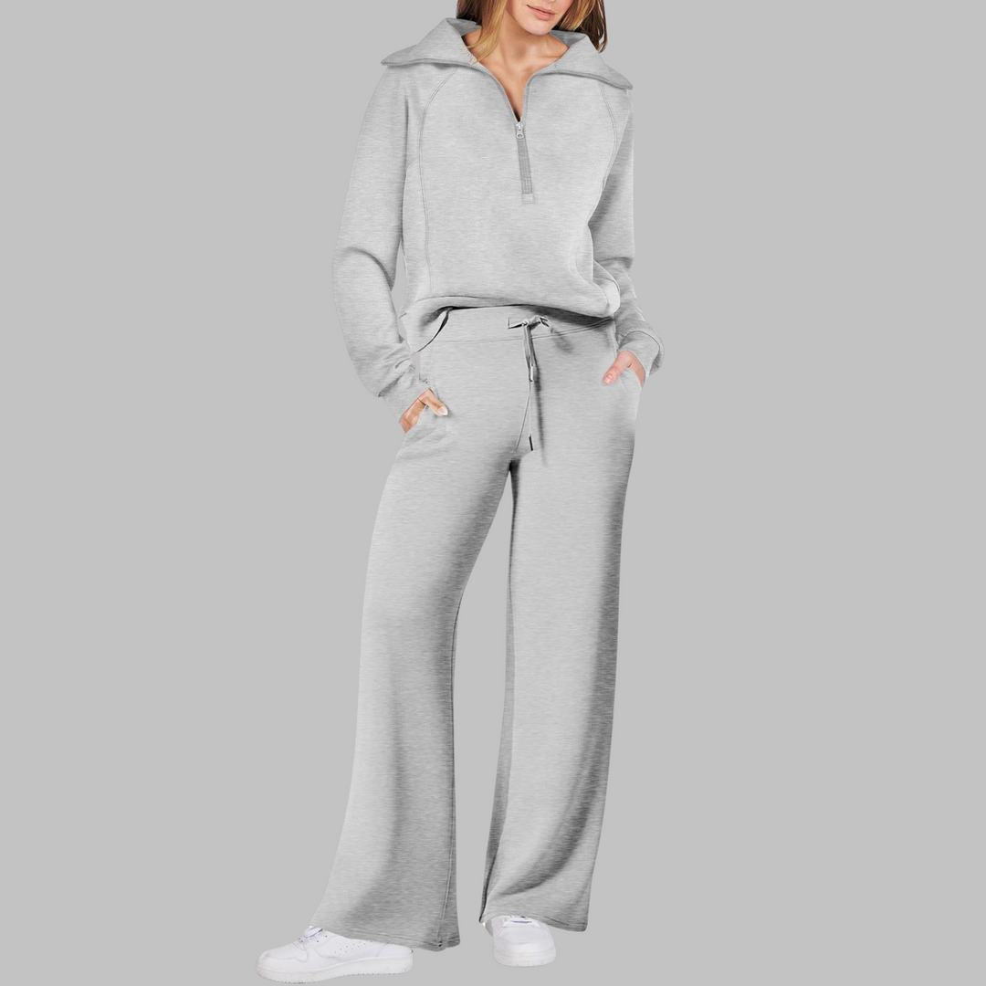 UDAY™ - Ensemble sweat-shirt confortable à demi-zip et pantalon large
