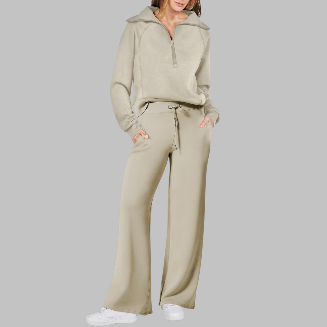 UDAY™ - Ensemble sweat-shirt confortable à demi-zip et pantalon large