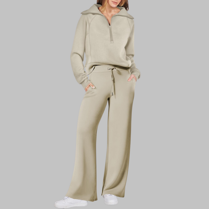 UDAY™ - Ensemble sweat-shirt confortable à demi-zip et pantalon large