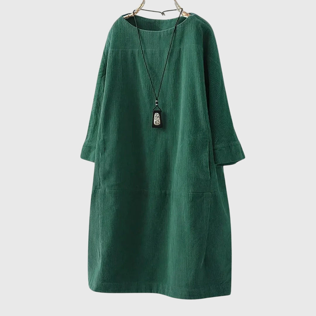 Grace | Robe midi décontractée en velours côtelé