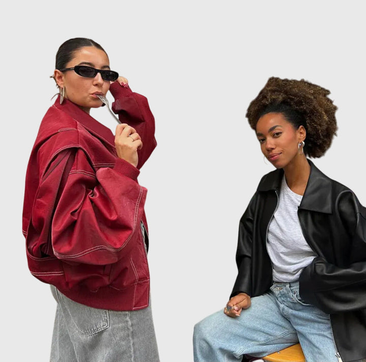 Faye™ - Veste en cuir oversize