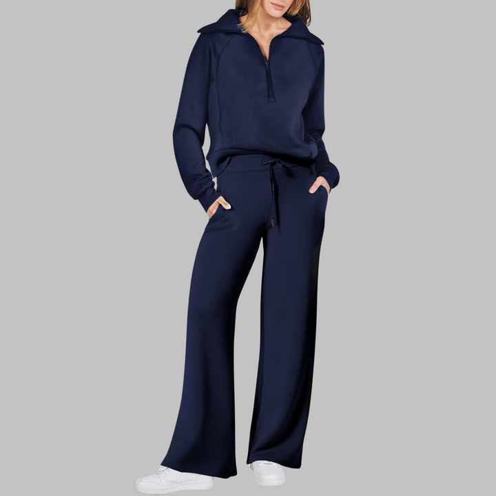 UDAY™ - Ensemble sweat-shirt confortable à demi-zip et pantalon large