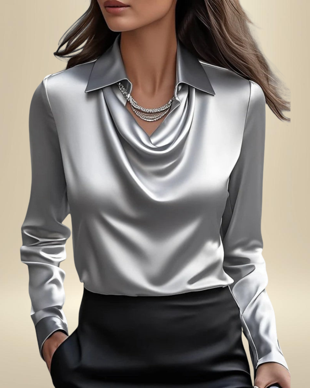 Rosalie | Long Sleeve Satin Blouse