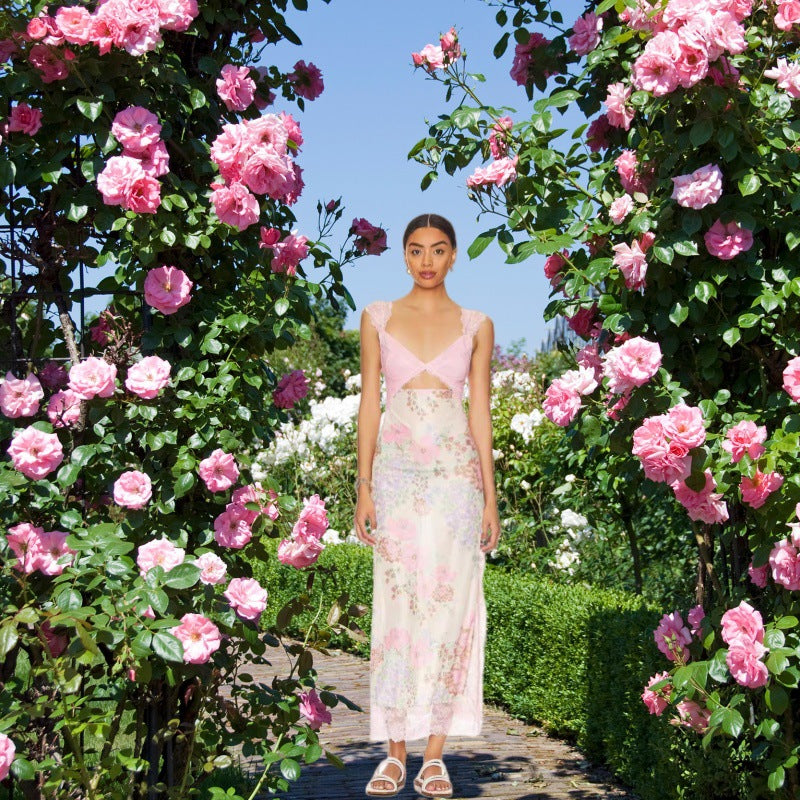 JAEMILY™ – Robe longue d'été sans manches à imprimé floral délicat