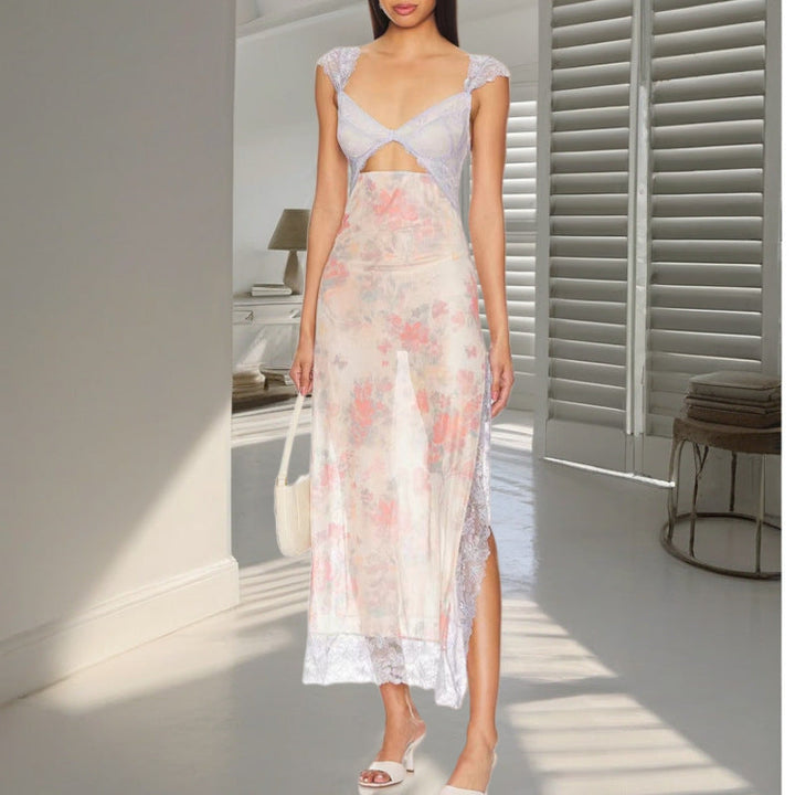 JAEMILY™ – Robe longue d'été sans manches à imprimé floral délicat