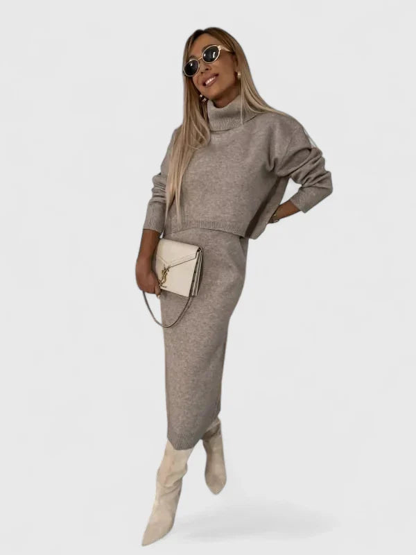 Chrystahl | Ensemble robe élégante et pull à col roulé