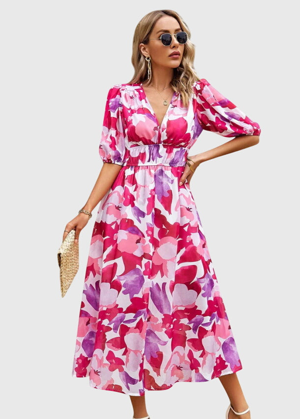 Merlin™ | Robe midi fleurie flatteuse