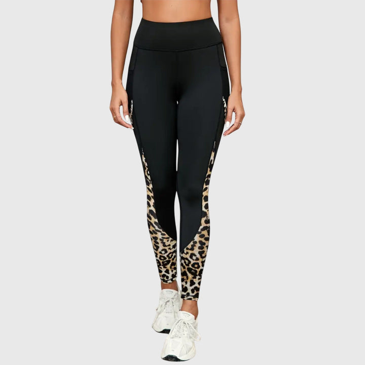 Pantalon d'entraînement taille haute à imprimé léopard