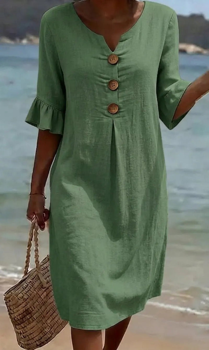 Camille  Elegant Buttoned Dress