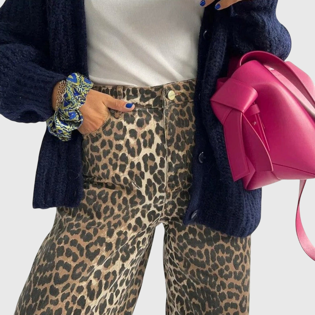 Chandra - Jean vintage à imprimé léopard
