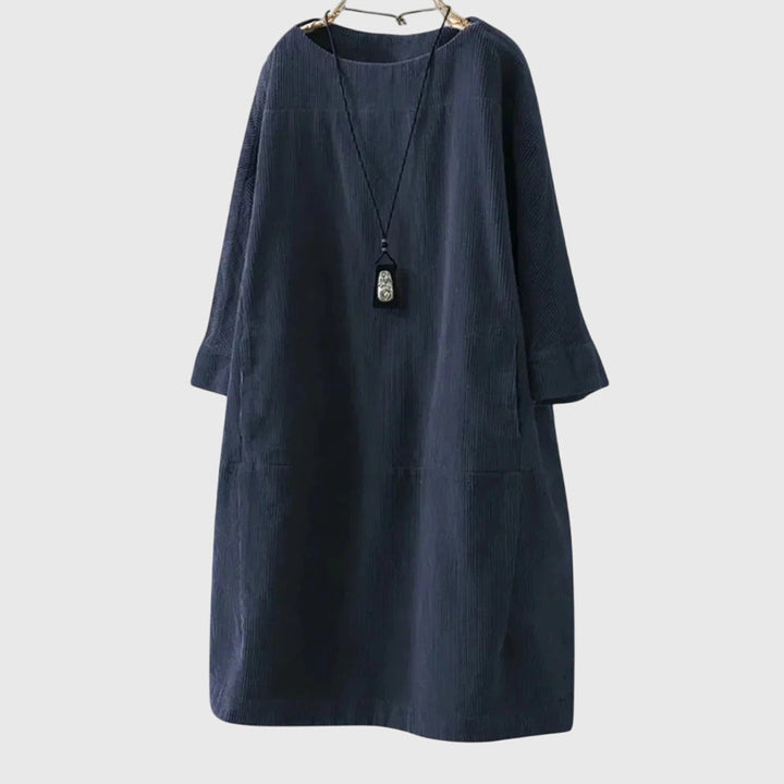 Grace | Robe midi décontractée en velours côtelé