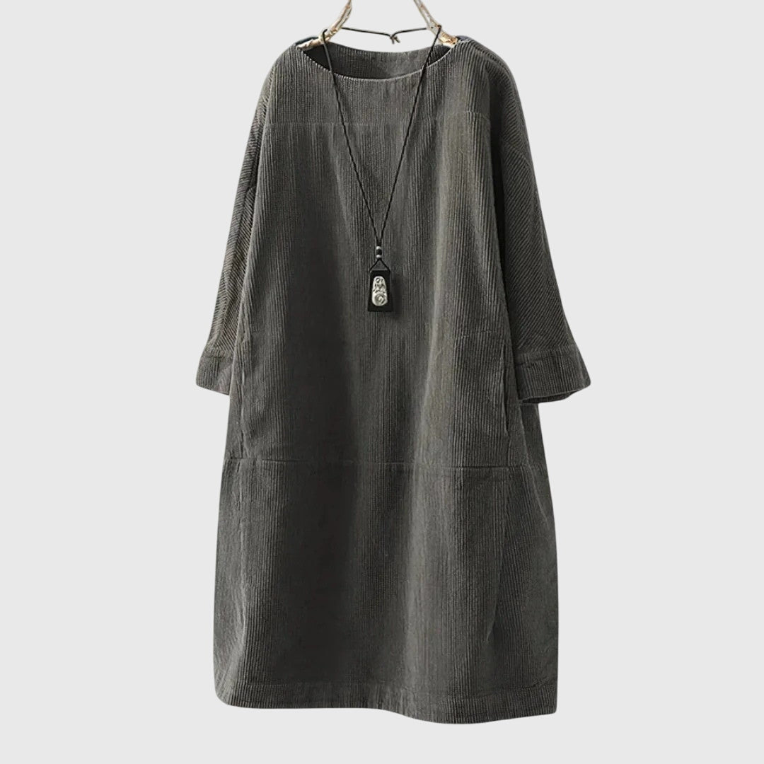 Grace | Robe midi décontractée en velours côtelé