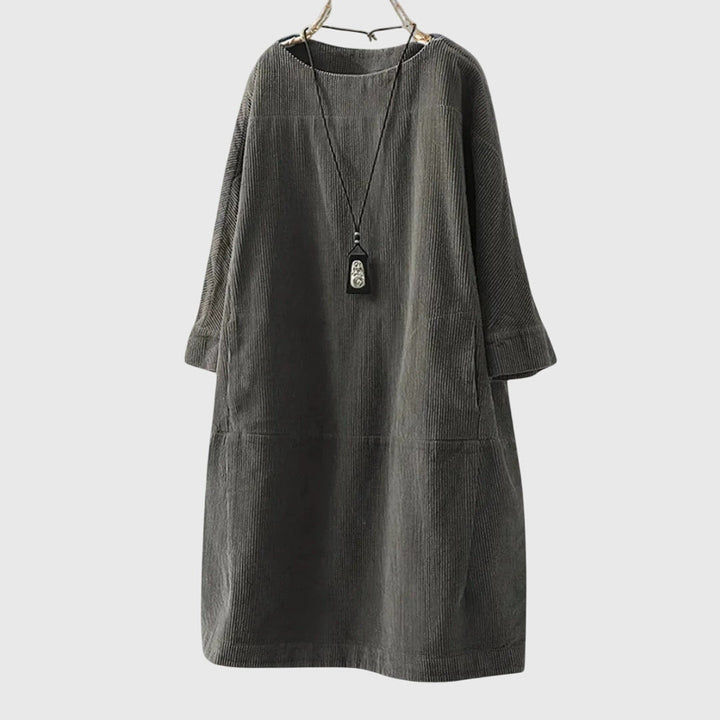 Grace | Robe midi décontractée en velours côtelé