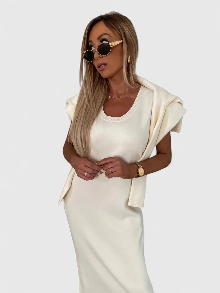 Chrystahl | Ensemble robe élégante et pull à col roulé
