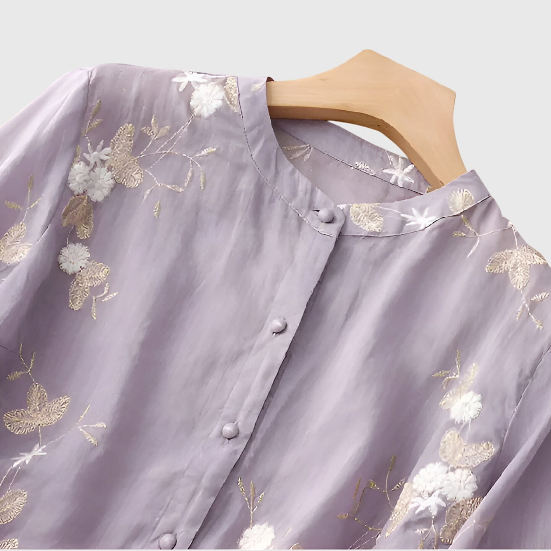 Nellie™ | Haut élégant à fleurs brodées