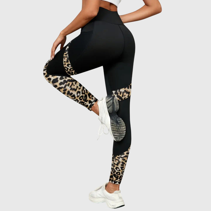 Pantalon d'entraînement taille haute à imprimé léopard