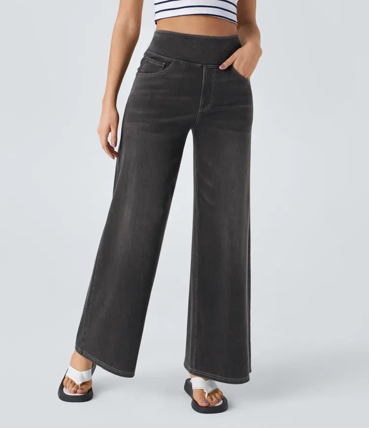 SOLÈNE™ - Jean à jambe large coupe décontractée